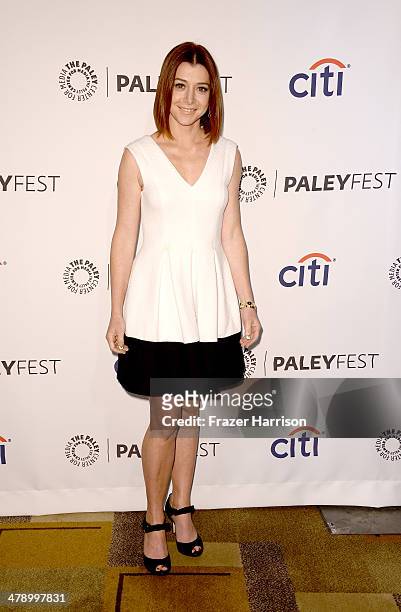 Actress Alyson Hannigan arrives at The Paley Center For Media's PaleyFest 2014 Honoring "How I Met Your Mother" Series Farewell at Dolby Theatre on...