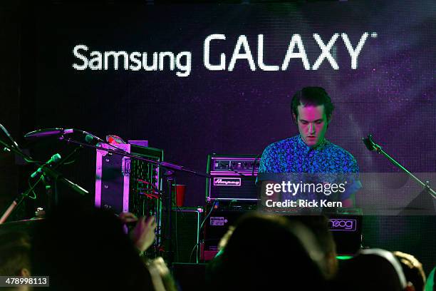 Holy Ghost! performs onstage as Samsung Galaxy presents Cut Copy and Holy Ghost! at SXSW 2014 on March 15, 2014 in Austin, Texas.