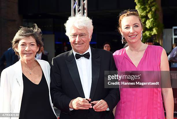 Laurence Annaud, Jean-Jacques Annaud and Diana Iljine attend the Cine Merit Award during the Munich Film Festival at Gasteig on June 29, 2015 in...