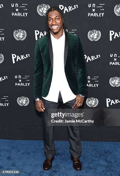 Professional football player Robert Griffin III attends the United Nations x Parley For The Oceans Launch Event at the United Nations General...