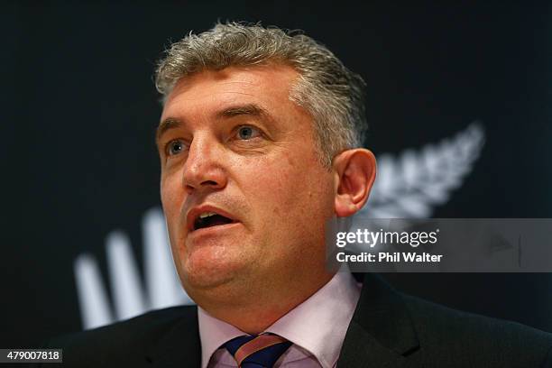 New Zealand Cricket Players Association chief executive Heath Mills speaks during a New Zealand Cricket press conference at the NZC Grafton...