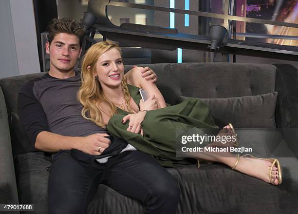 Gregg Sulkin and Bella Thorne visit The Lowdown with Diana Madison on June 29, 2015 in Hollywood, California.