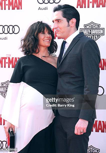 Actress Evangeline Lilly and actor David Dastmalchian attend the premiere of Marvel's 'Ant-Man' at the Dolby Theatre on June 29, 2015 in Hollywood,...