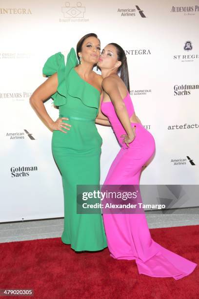 Latin Grammy Award winner Ivete Sangalo and Supermodel Adriana Lima arrive at the third annual BrazilFoundation Gala Miami at Perez Art Museum Miami...