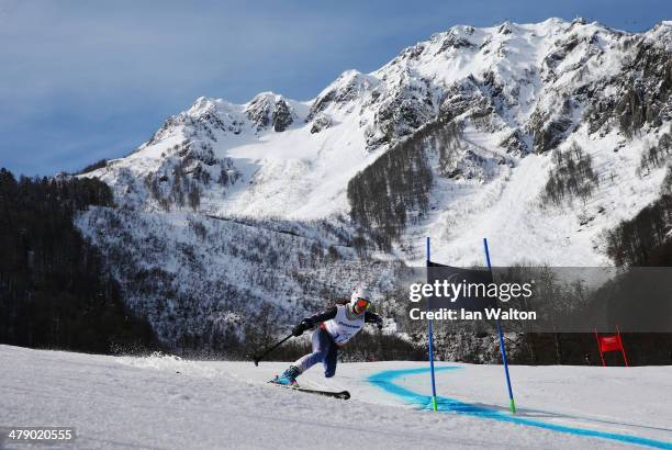 Stephanie Jallen of the United States competes in the Women's Giant Slalom Standing during day nine of the Sochi 2014 Paralympic Winter Games at Rosa...