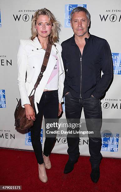 Actors Estella Warren and Max Ryan attend An Evening with Women kick-off concert presented by the L.A. Gay & Lesbian Center at The Roxy Theatre on...