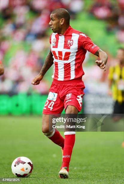 Patrick Kisnorbo of the Heart controls the ball during the round 23 A-League match between Melbourne Heart and the Wellington Phoenix at AAMI Park on...