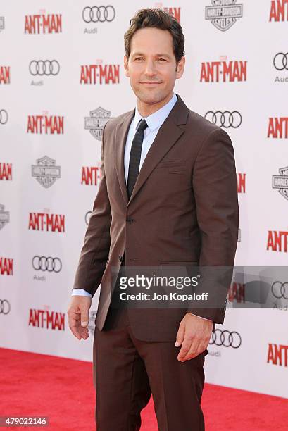 Actor Paul Rudd arrives at the Los Angeles Premiere "Ant-Man" at Dolby Theatre on June 29, 2015 in Hollywood, California.