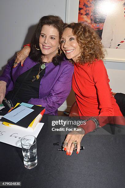 Alice de Jenlis and Marisa Berenson attend the Marisa Schiaparelli Berenson book signing at Christies on June 29, in Paris France.