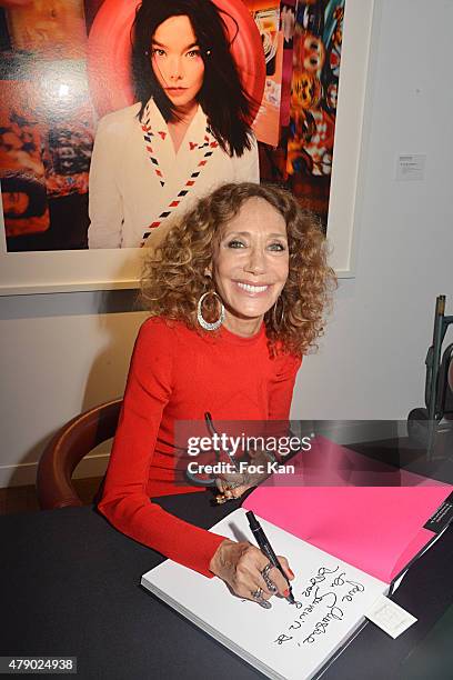 Marisa Berenson attends the Marisa Schiaparelli Berenson book signing at Christies on June 29, in Paris France.