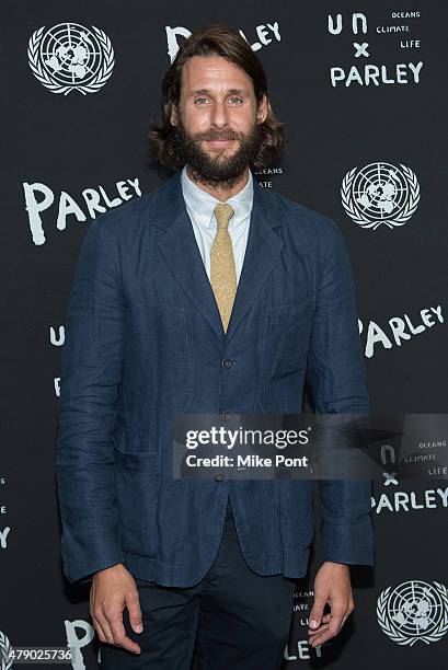 David de Rothschild attends the President of the General Assembly of the United Nations and Parley for the Oceans launch event at the United Nations...