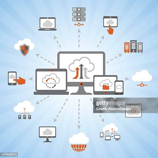 cloud computing system - antenna system stock illustrations