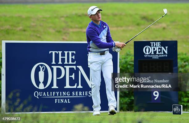 Paul Kinnear of England in action during the final qualifying for the Open Championship at Gailes Links Golf Course on June 30, 2015 in Irvine,...
