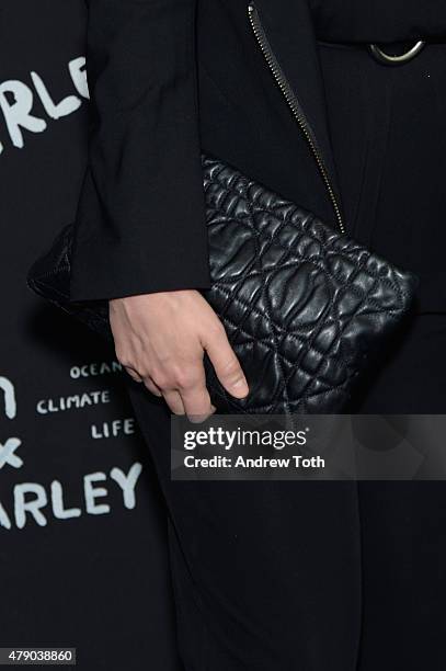 Alexandra Richards, handbag detail, attends President of The General Assembly of The United Nations and Parley for The Oceans Launch Event at United...