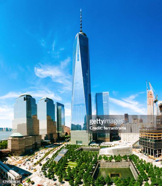 world trade center aerial view in new york city - world trade center memorial 個照片及圖片檔