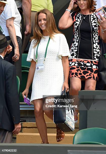 Kim Murray attends the Mikhail Kukushkin v Andy Murray match on day two of the Wimbledon Tennis Championships at Wimbledon on June 30, 2015 in...