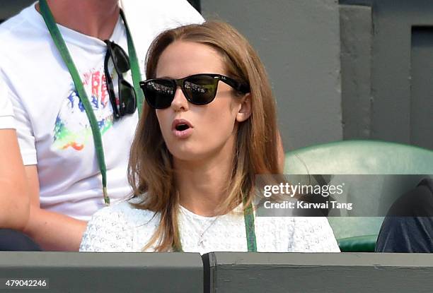 Kim Murray attends the Mikhail Kukushkin v Andy Murray match on day two of the Wimbledon Tennis Championships at Wimbledon on June 30, 2015 in...