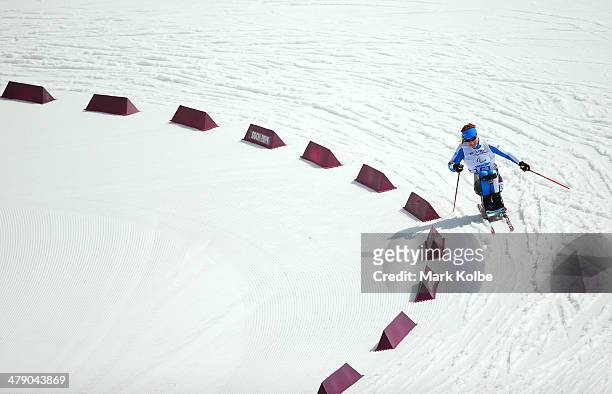 Francesca Porcellato of Italy competes in the Womens Cross Country 5km - Sitting on day nine of the Sochi 2014 Paralympic Winter Games at Laura...