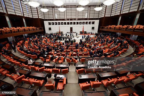 General view of the Turkish Grand National Assembly is seen during the election of the Parliament speaker at TBMM in Ankara, Turkey on June 30, 2015.