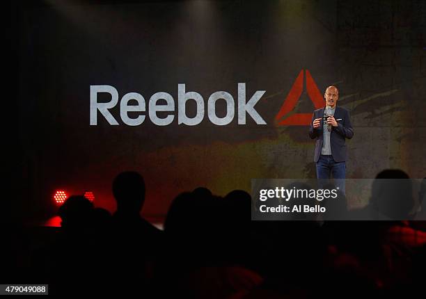 Reebok President Matt O'Toole speaks to the media during the Reebok Fight Kit Launch at Skylight Modern on June 30, 2015 in New York City.