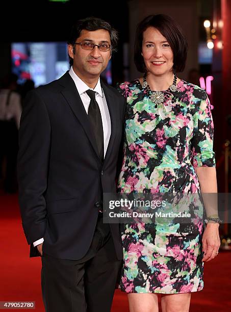 Director Asif Kapadia and wife Victoria Kapadia attends the London Gala premiere of "Amy" on June 30, 2015 in London, England.