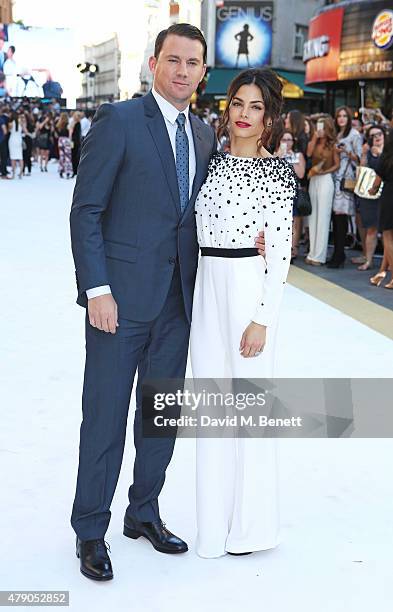 Channing Tatum and Jenna Dewan-Tatum attend the UK Premiere of "Magic Mike XXL" at the Vue West End on June 30, 2015 in London, England.