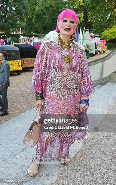 Dame Zandra Rhodes attends the Quintessentially Foundation and Elephant Family's Royal Rickshaw Auction presented by Selfridges at Lancaster House on...