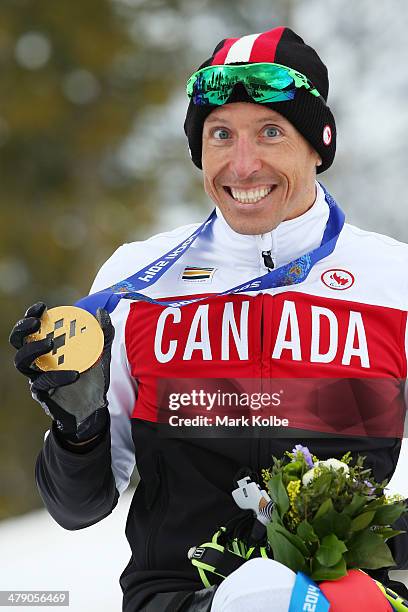 Gold medalist Chris Klebl of Canada poses during the medal ceremony for the Mens Cross Country10km - Sitting on day nine of the Sochi 2014...