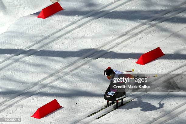 Andrea Eskau of Germany competes in the Womens Cross Country 5km - Sitting on day nine of the Sochi 2014 Paralympic Winter Games at Laura...