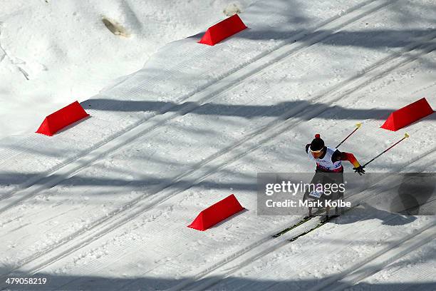 Andrea Eskau of Germany competes in the Womens Cross Country 5km - Sitting on day nine of the Sochi 2014 Paralympic Winter Games at Laura...