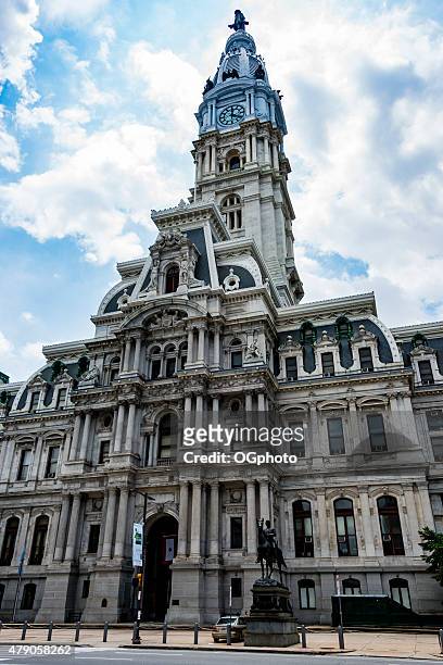 xxxl: front facade of philadelphia city hall - philadelphia city hall stock pictures, royalty-free photos & images