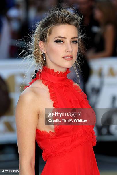 Actress Amber Heard attends the European Premiere of "Magic Mike XXL" at Vue West End on June 30, 2015 in London, England.