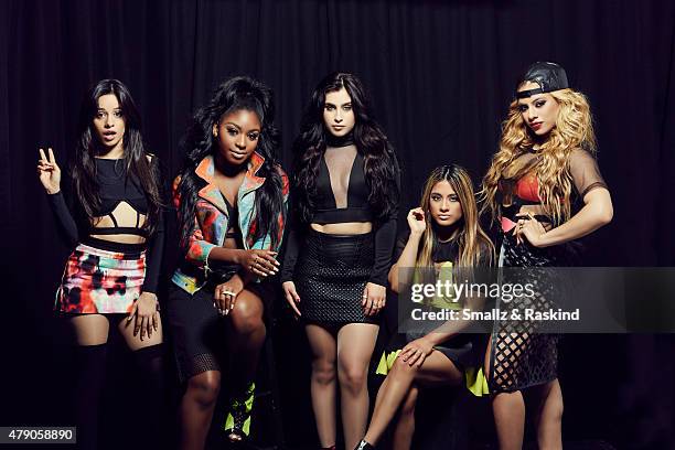 Musical band 5th Harmony poses for a portrait at the 102.7 KIIS FM's Wango Tango portrait studio for People Magazine on May 9, 2015 in Carson,...