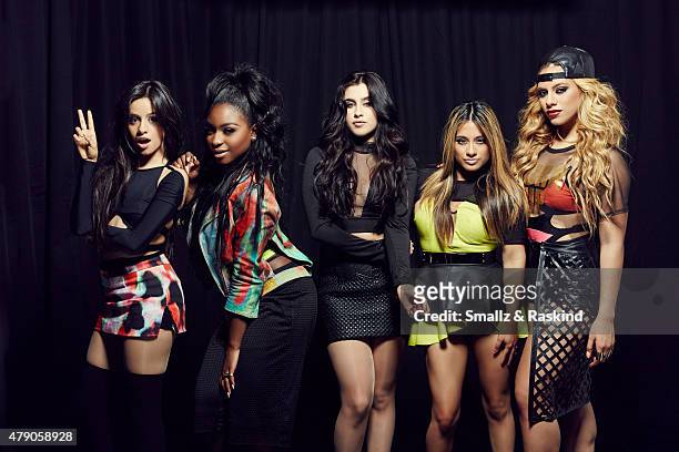 Musical band 5th Harmony poses for a portrait at the 102.7 KIIS FM's Wango Tango portrait studio for People Magazine on May 9, 2015 in Carson,...