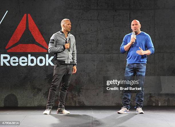 Todd Krinsky and Dana White speak at the Launch Of The Reebok UFC Fight Kit at Skylight Modern on June 30, 2015 in New York City.