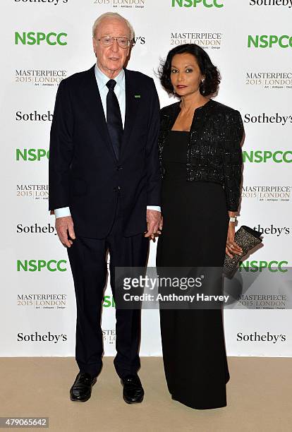 Sir Michael Caine and Shakira Caine attend the NSPCC Neo-Romantic Art Gala at Masterpiece London on June 30, 2015 in London, England.