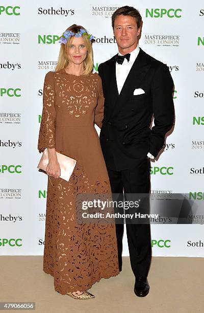 Eva Herzigova and Gregorio Marsiaj attend the NSPCC Neo-Romantic Art Gala at Masterpiece London on June 30, 2015 in London, England.