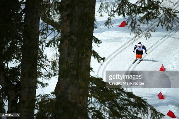 Oksana Masters of the United States competes in the Womens Cross Country 5km - Sitting on day nine of the Sochi 2014 Paralympic Winter Games at...