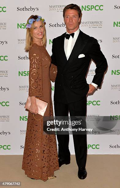 Eva Herzigova and Gregorio Marsiaj attend the NSPCC Neo-Romantic Art Gala at Masterpiece London on June 30, 2015 in London, England.