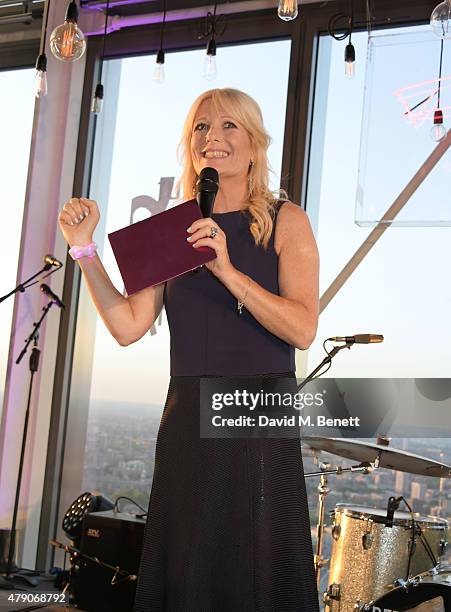 Gaby Roslin speaks at the Future Dreams Midsummer Night Party at SushiSamba on June 30, 2015 in London, England.