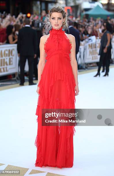 Amber Heard attends the European Premiere of "Magic Mike XXL" at Vue West End on June 30, 2015 in London, England.