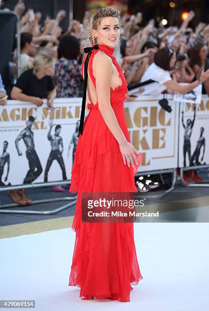 Amber Heard attends the European Premiere of "Magic Mike XXL" at Vue West End on June 30, 2015 in London, England.