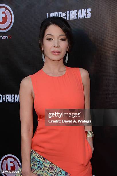 Actress Catherine Castro attends the movie premiere of Alki David's Lord Of The Freaks at the Egyptian Theatre on June 29, 2015 in Hollywood,...