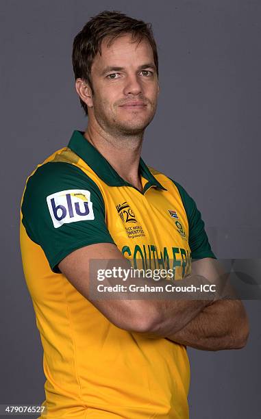 Albie Morkel of South Africa at the headshot session at the Pan Pacific Hotel, Dhaka in the lead up to the ICC World Twenty20 Bangladesh 2014 on...