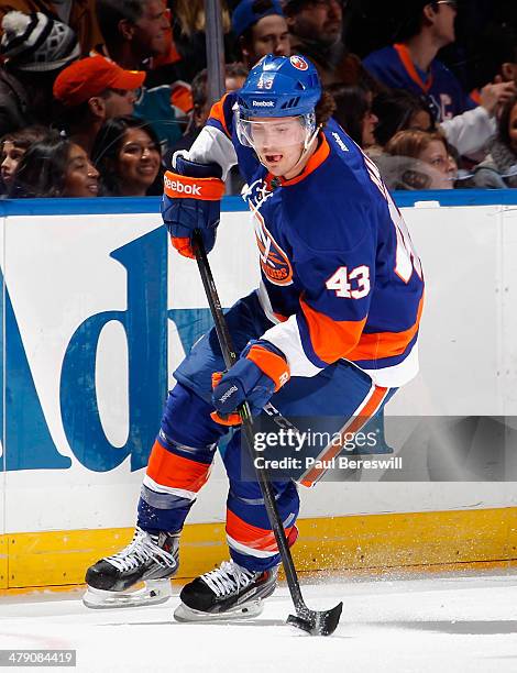 Mike Halmo of the New York Islanders skates during an NHL hockey game against the San Jose Sharks at Nassau Veterans Memorial Coliseum on March 14,...