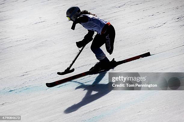 Stephanie Jallen of the United States competes in the Women's Giant Slalom Standing during day nine of the Sochi 2014 Paralympic Winter Games at Rosa...