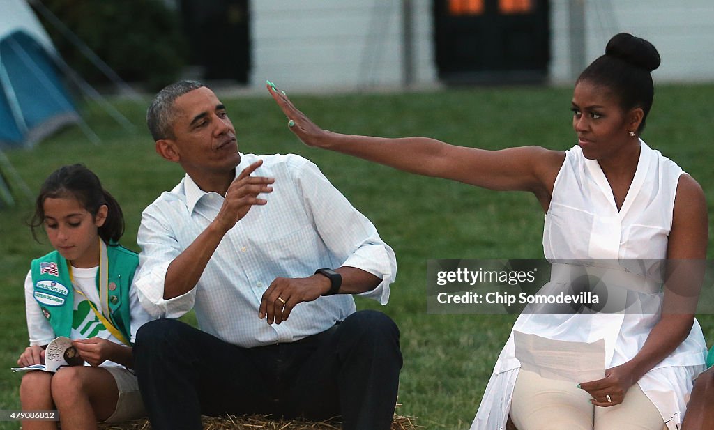 President, First Lady Host Girls Scouts At First-Ever White House Campout