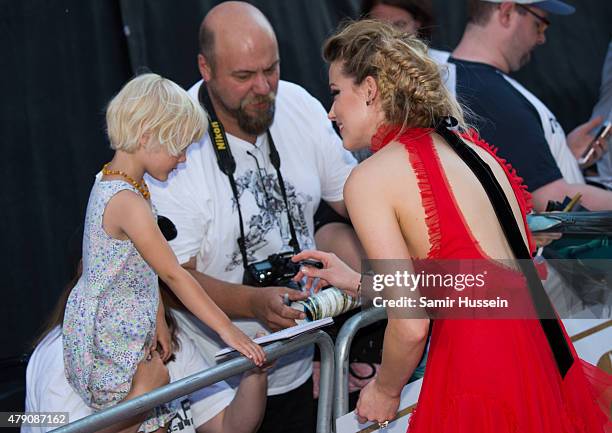 Amber Heard attends the European Premiere of "Magic Mike XXL" at Vue West End on June 30, 2015 in London, England.