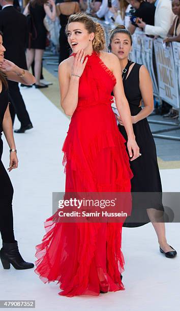 Amber Heard attends the European Premiere of "Magic Mike XXL" at Vue West End on June 30, 2015 in London, England.