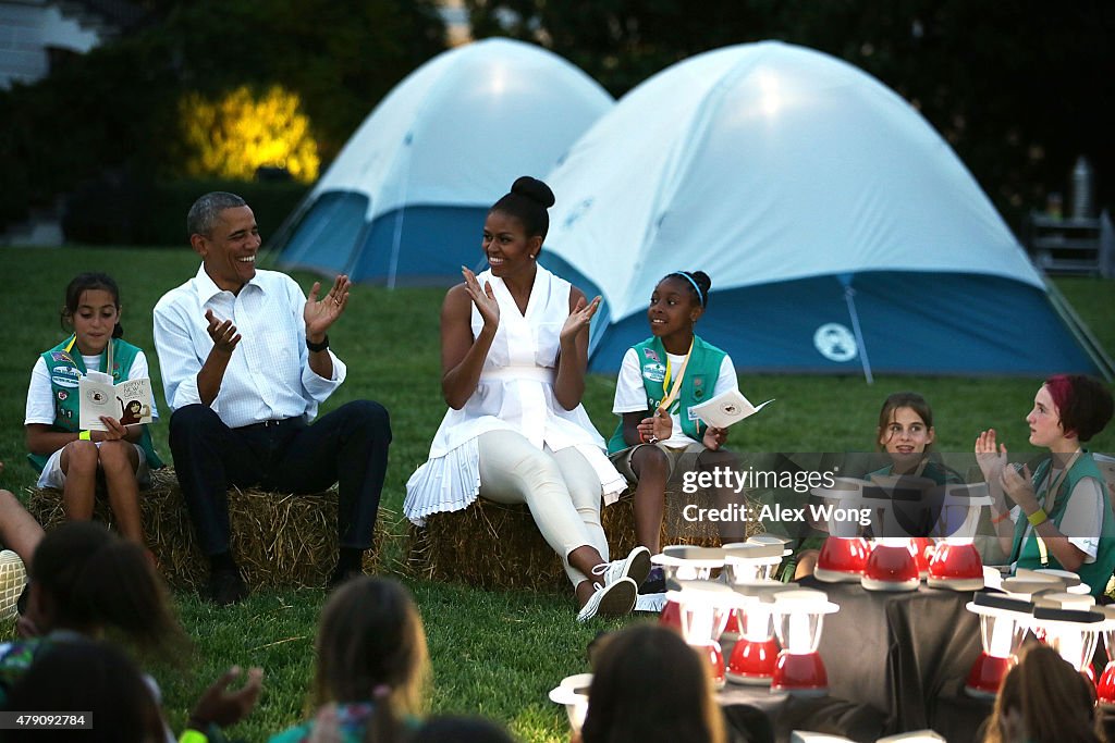 President, First Lady Host Girls Scouts At First-Ever White House Campout